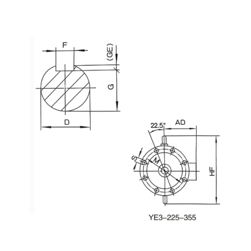 立式安裝、機(jī)座不帶底腳、端蓋上有凸緣的電動(dòng)機(jī)
